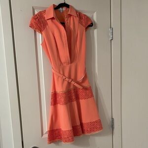 Fever London Coral Lace Midi Dress